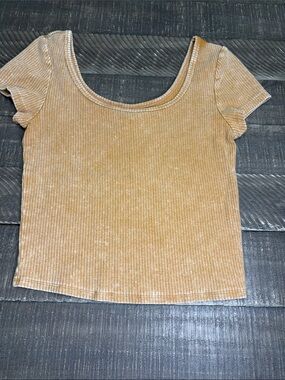 wild fable Ribbed Scoop Neck Short Sleeve Top - Tan